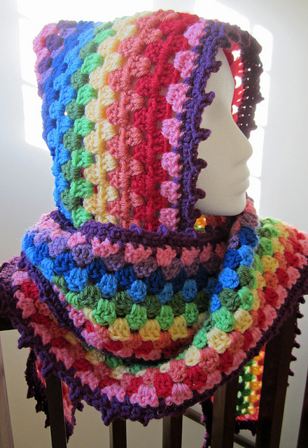 via hooded hooded crochet free pattern ravelry cowl crochet  pattern scarf hooded harlequin diy