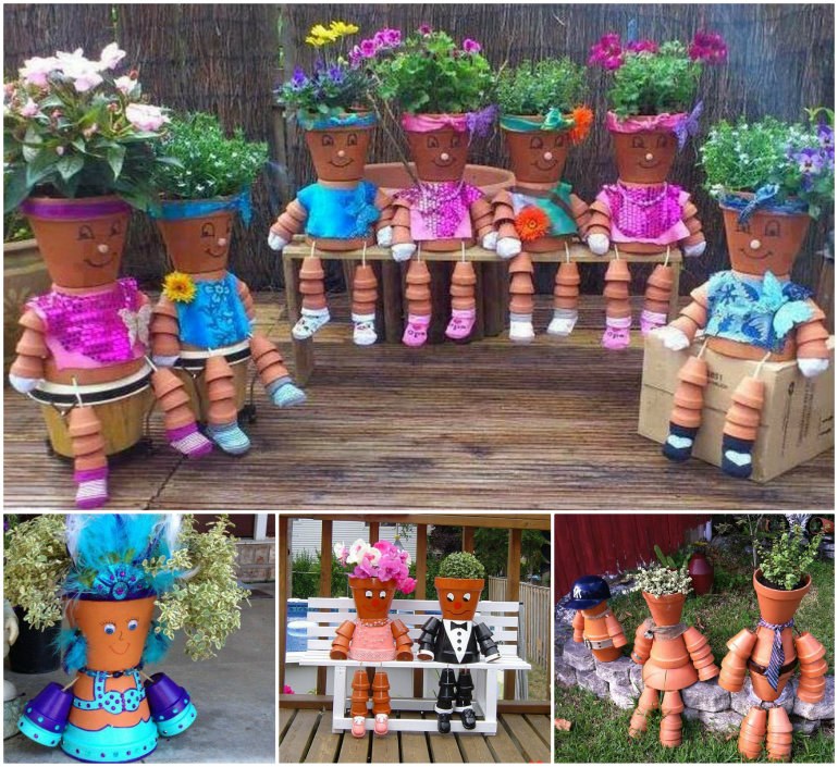 How to DIY Clay Pot Planter People | www.FabArtDIY.com