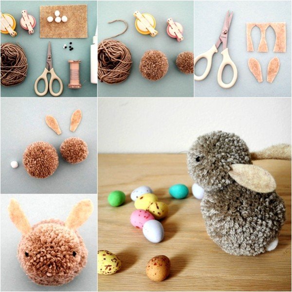 DIY Cute Pom Pom Easter Bunny Tutorial - Video