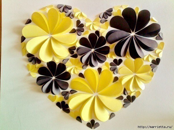 Heart & Flower Wall Hanging / How to make simple Paper craft Ideas