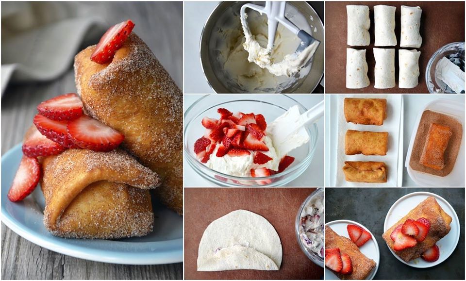 Strawberry Cheesecake Chimichangas - Just a Taste