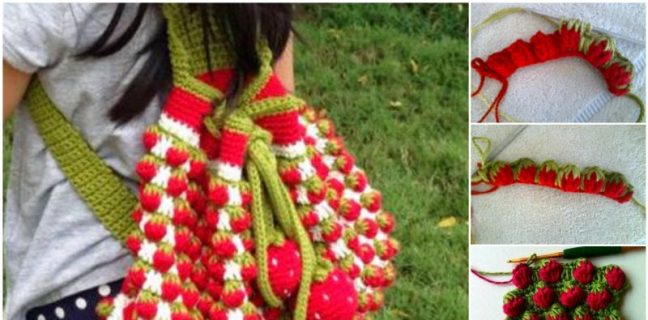 crochet strawberry backpack