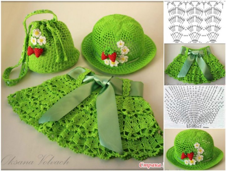 DIY Pretty Crochet Girls Sun Hat and Skirt Set Free Pattern