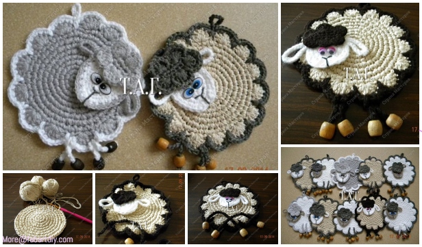 Crochet Lamb Coaster Free Pattern