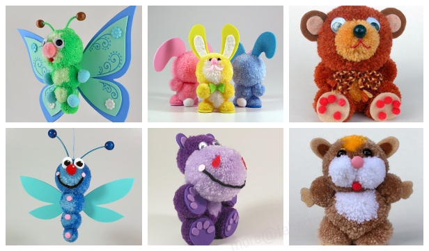 Fab Design On Yarn Pom Pom Animal Figures