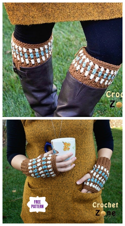 DIY Crochet Boot Cuffs Free Crochet Patterns - Diamonds and Gems Fingerless Gloves & Boot Cuffs Free Crochet Pattern