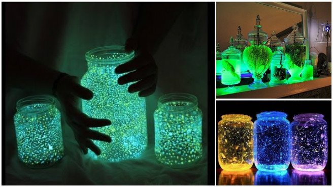 Glow-in-the-dark Mason Jars  Mason jar diy, Jar crafts, Mason jar  decorations