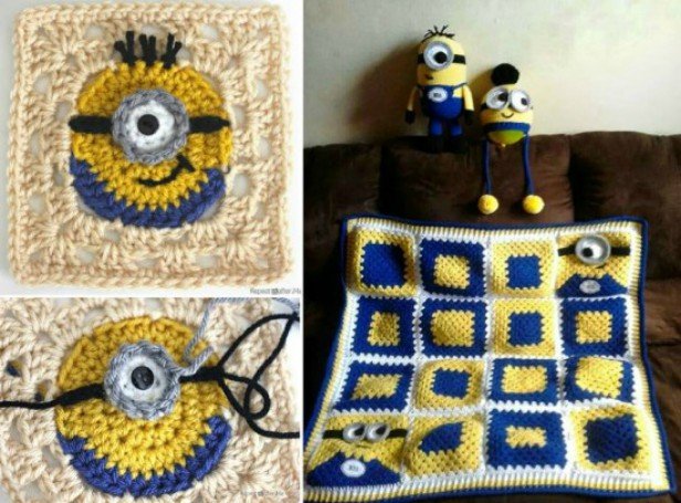 DIY Crochet Minion Granny Square free pattern