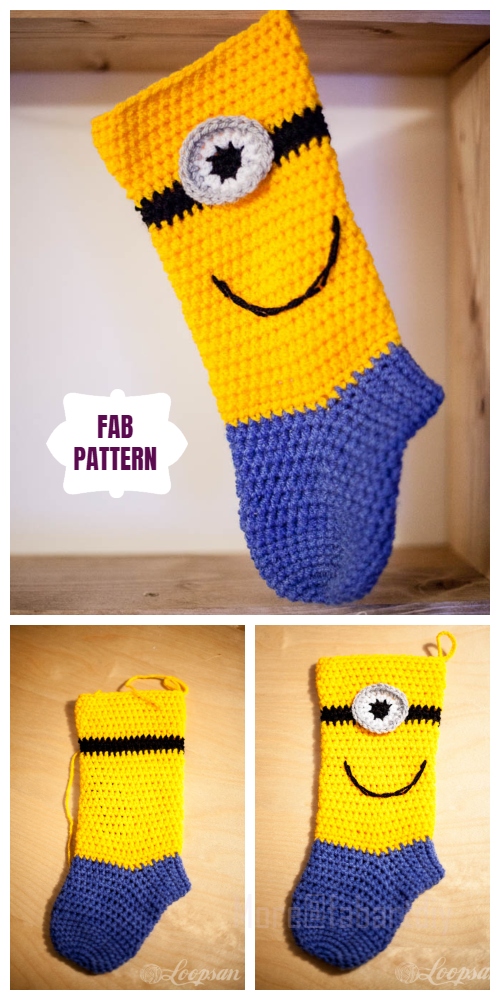 DIY Crochet Minion Stocking Free Crochet Pattern