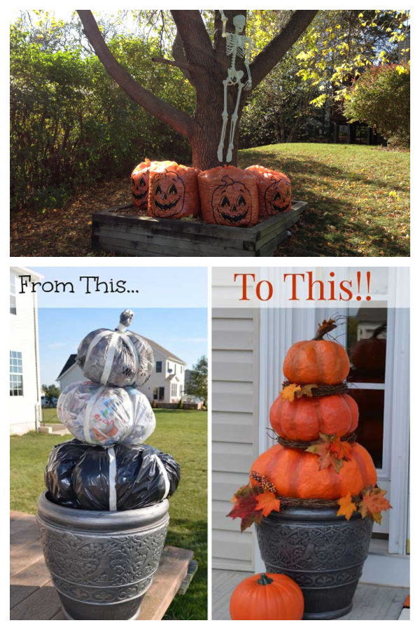 Easy Trash Bag Pumpkin Halloween Decorations DIY Tutorial