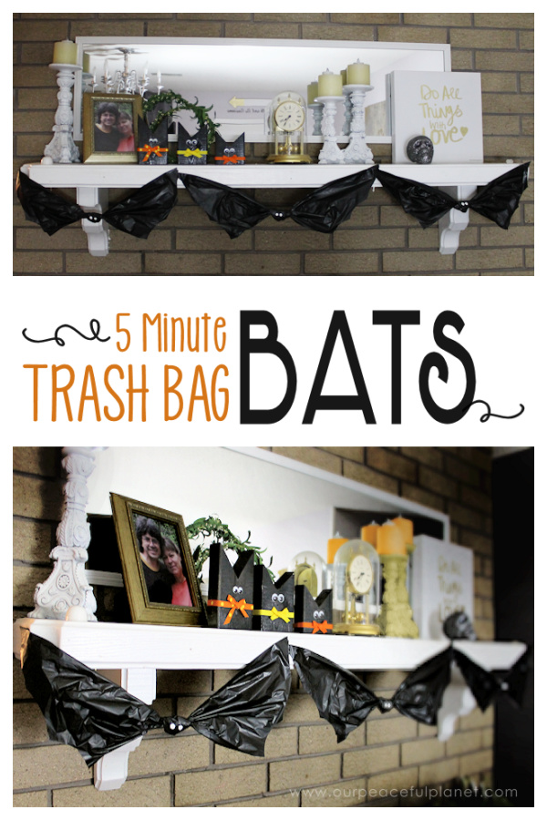 5 Minutes Trash Bag Bats Halloween Decorations DIY Tutorial