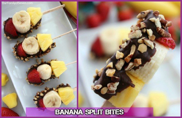 15 Fun Fruit Serving Ideas for Kids Party-DIY Banana Split Bites