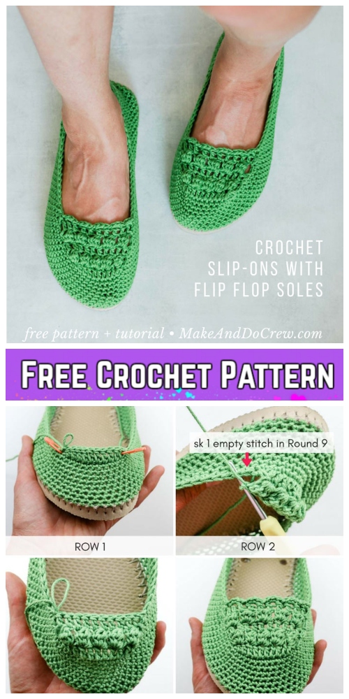 Crochet Slipper Boots w/ Flip Flop Soles - Free Pattern » Make & Do Crew