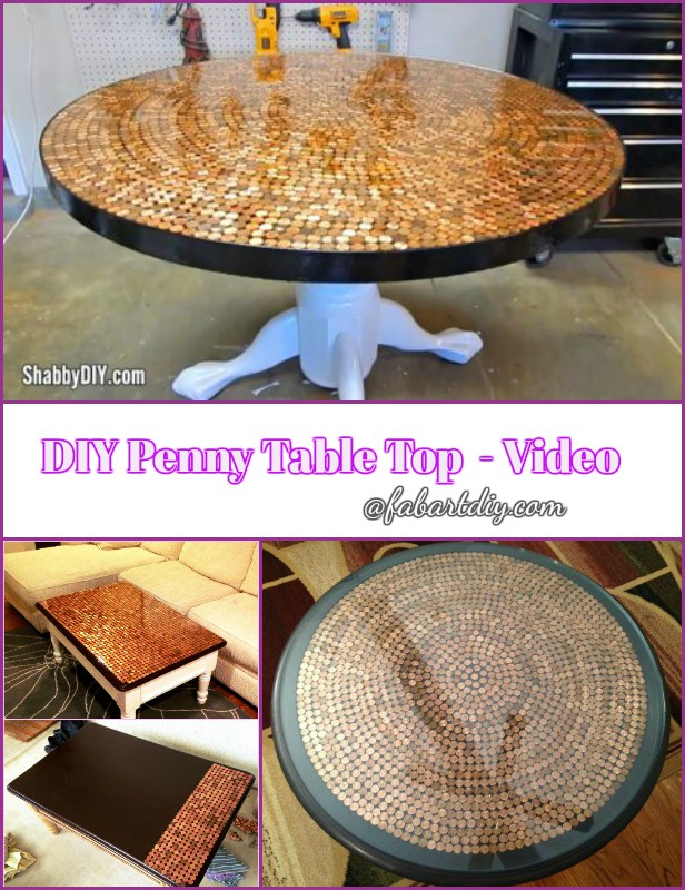 DIY Epoxy Glaze Coated Penny Table Top Project