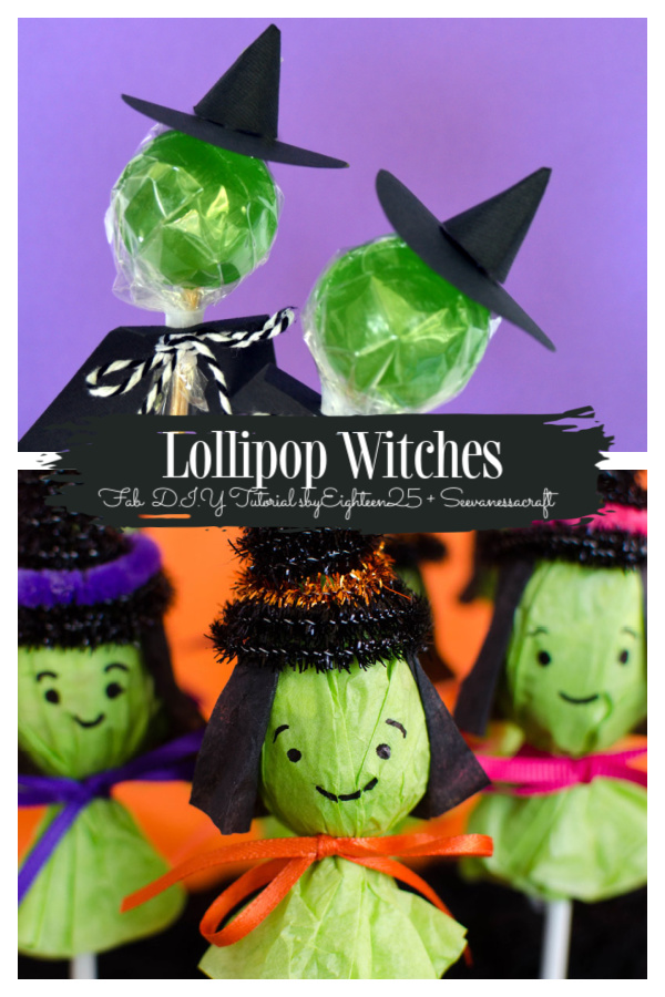 Halloween Lollipop Craft DIY Ideas & Tutorials - Halloween Lollipop Witches DIY Tutorial