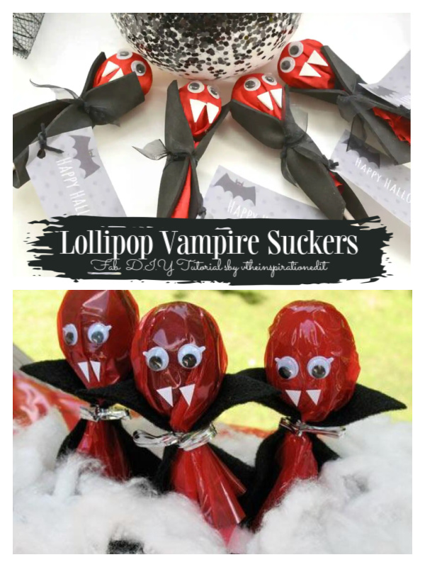 Halloween Lollipop Craft DIY Ideas & Tutorials - Lollipop Vampire Suckers DIY Tutorial