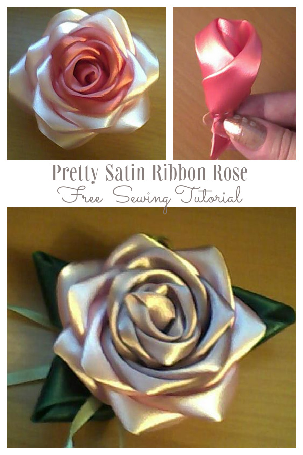 DIY/how to make satin ribbon flowers rose easy 