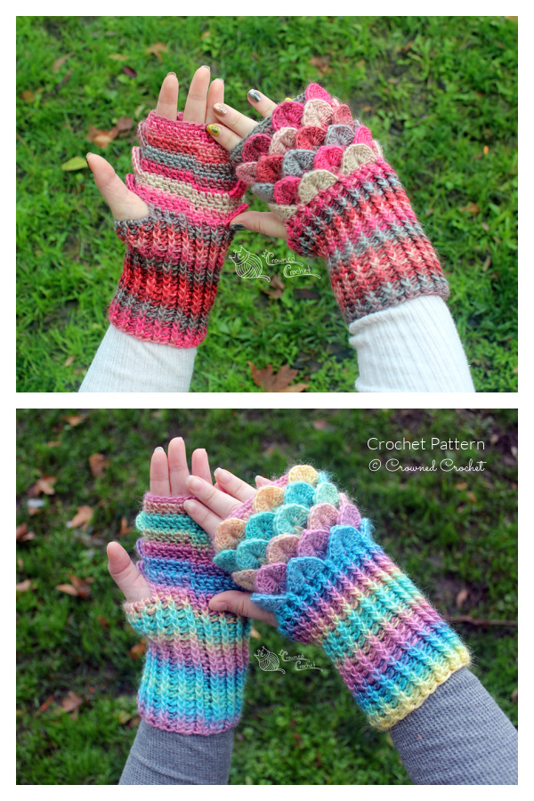 Dragon Scale Fingerless Gloves Gauntlets Crochet Pattern