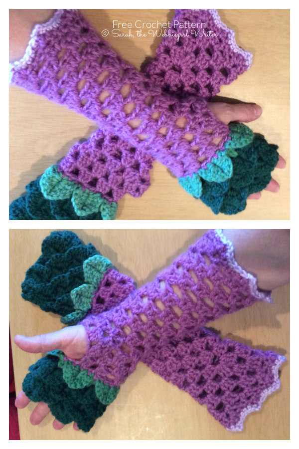 Dragon Scale Fingerless Gloves Free Crochet Pattern