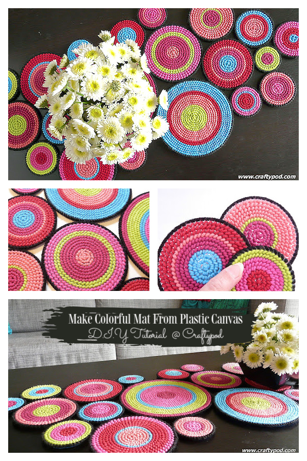 How to Make Colorful Mat From Plastic Canvas DIY Tutorial