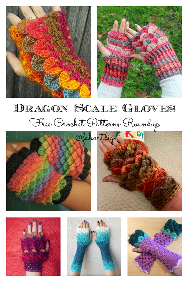 DIY Fingerless Crocodile Stitch Crochet Dragon Glove Free Pattern-Video